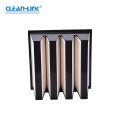 Clean-Link 3V/4V/5V Galvanized Frame Industrial Activate Carbon V-Bank HEPA Filter H13 H14